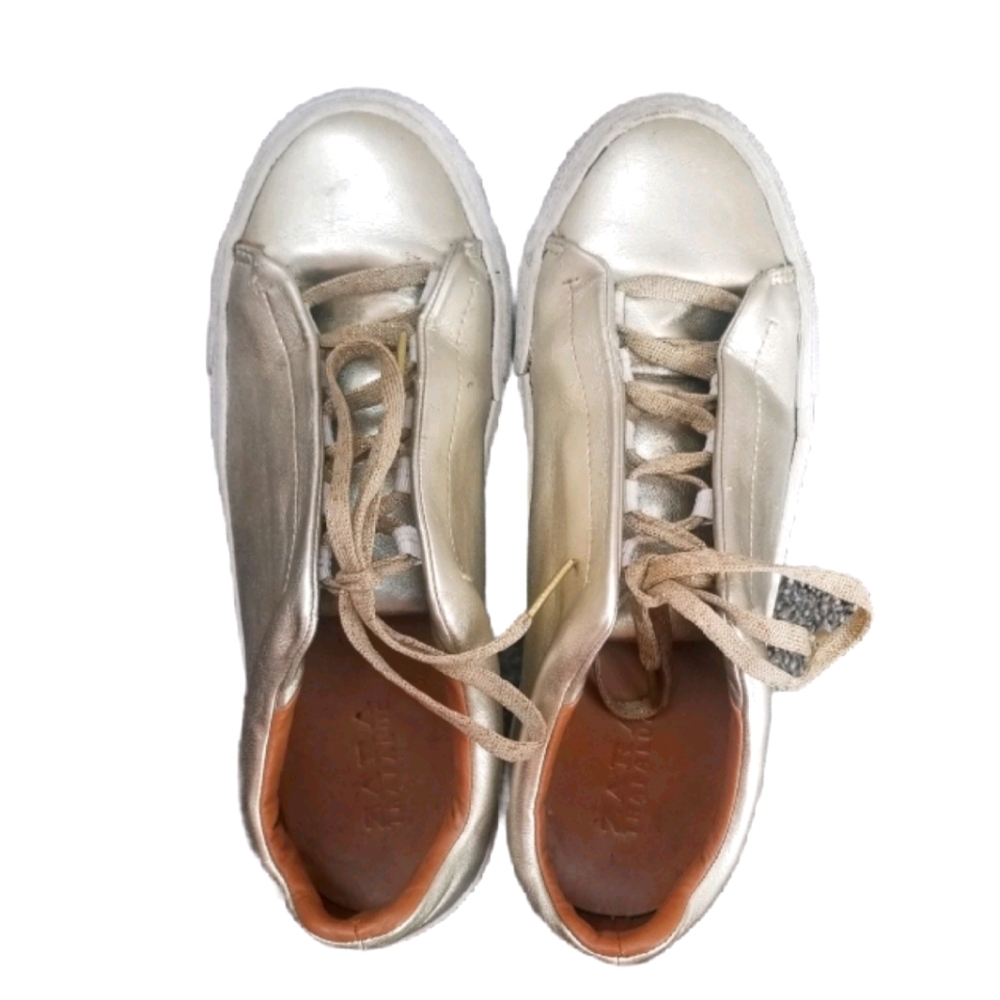Zara gold and white sneakers